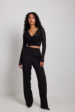 Burn Out Mesh Wrap Top Outfit