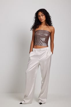 Shiny Structured Bandeau Top Outfit