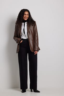 Oversized PU Blazer Outfit.