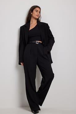 One Shoulder Crop Rib Top Outfit