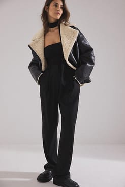 Aviator PU Jacket with Faux Fur Outfit