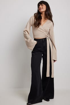 Glitter Knitted Wrap Top Outfit.