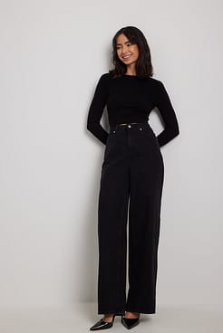 Twist Back Detail Rib Top Outfit