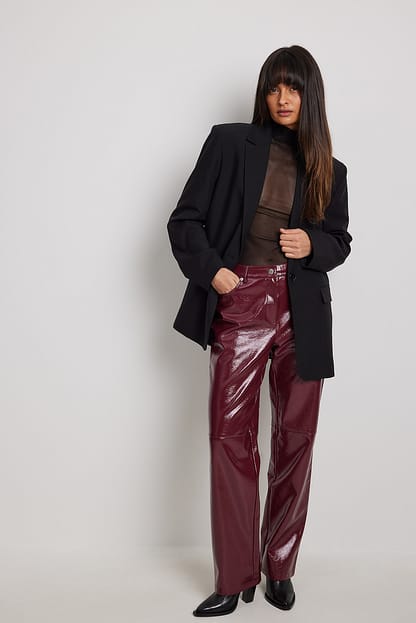 Red Wine Pantalon effet froissé en similicuir