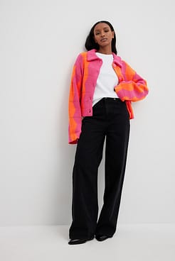 Wavy Knitted Collar Cardigan Outfit