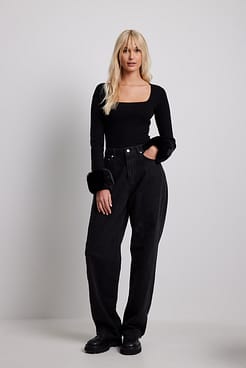Faux Fur Detail Knitted Top Outfit.