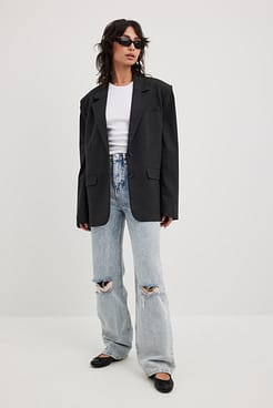 Wide Leg Destroyed Jeans Outfit