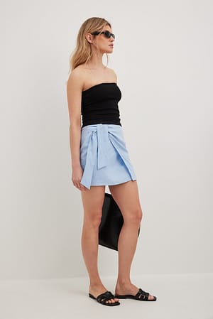 Linen Blend Wrap Skirt Outfit