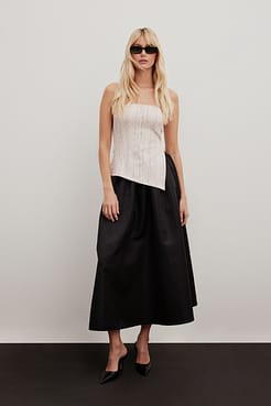 Structured Slit Detail Tube Top Outfit