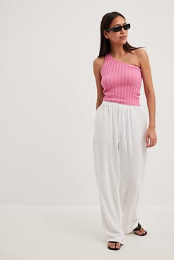 Knitted One Shoulder Top Outfit.