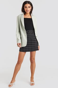 Big Check Belted Mini Skirt Black Outfit
