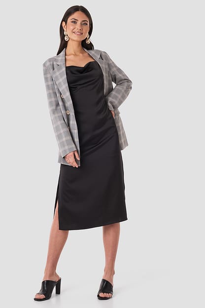 Light Blue Light Checkered Double Breasted Blazer