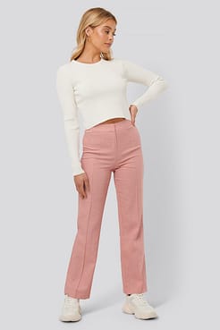 Ribbed Knitted Cropped Sweater