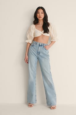 Front Knot Anglaise Top Outfit.