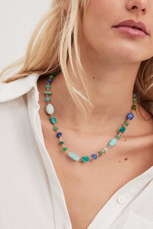 Green/Blue Collier avec pierres