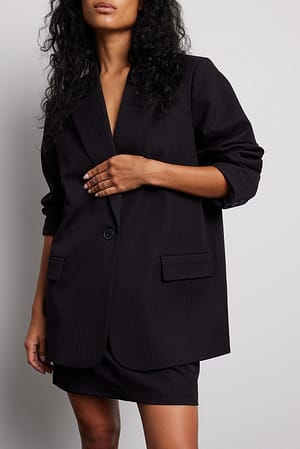 Black Blazer long coupe droite