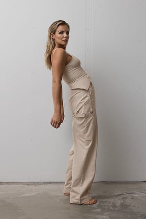 Light Beige Pantalon cargo droit