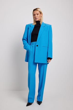 Blue Pantalon de costume droit recyclé