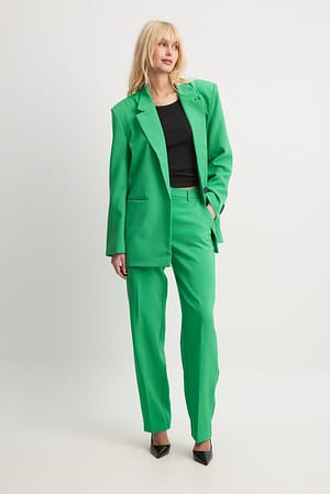 Dark Green Pantalon de costume droit recyclé