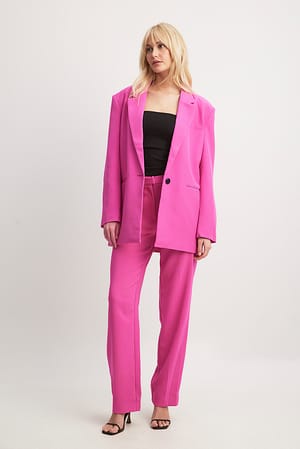 Hot Pink Pantalon de costume droit recyclé