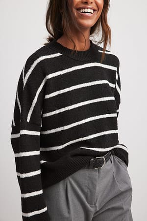 Black Pull tricoté à rayures
