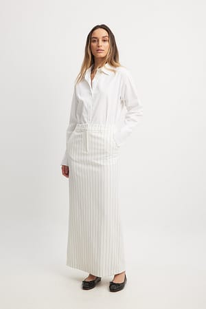 White/Black stripe Jupe longue habillée à rayures