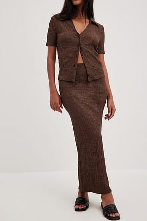 Brown Jupe mi-longue ajustée structurée