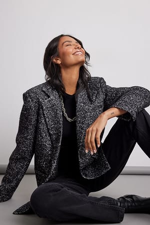 Black/White Manteau style blazer structuré