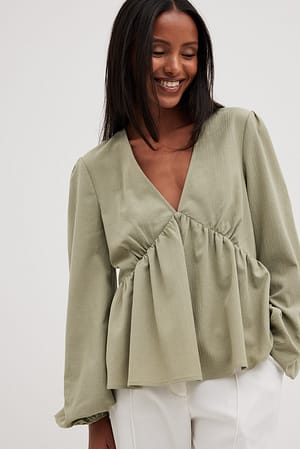 Soft Green Blouse fluide structurée