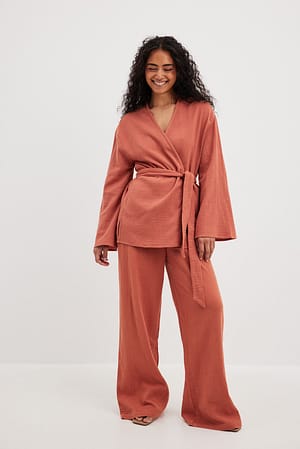 Rust Pantalon structuré à taille élastique et fluide