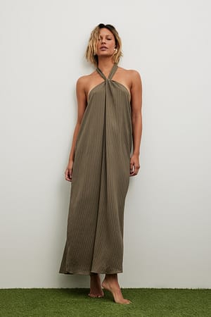 Taupe Robe mi-longue dos nu structurée