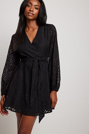 Black Mini robe portefeuille à structure