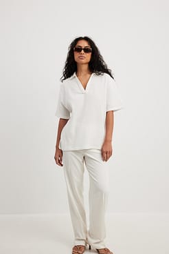 Structured Short Sleeve V-neck Top Outfit
