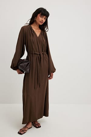Brown Robe Midi volume structuré