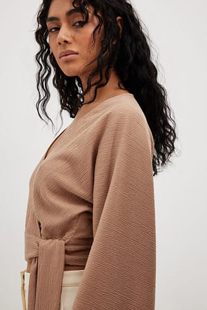 Beige Blouse cache-cœur structurée