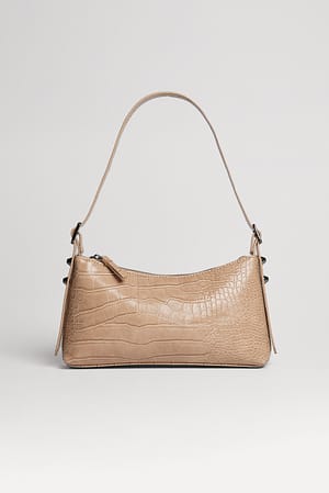 Beige Sac baguette avec clous