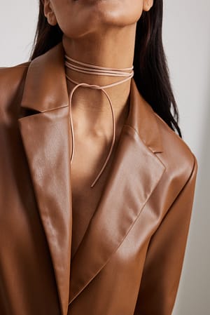 Beige Suede Strap Necklace