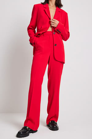 Red Pantalon de costume droit ajusté coupe standard