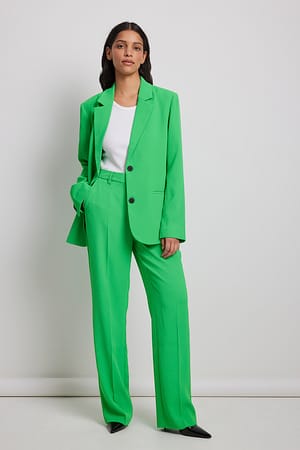 Green Pantalon de costume droit ajusté coupe standard