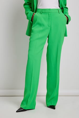 Green Pantalon de costume droit ajusté coupe standard