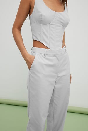 Grey Pantalon de costume à jambe droite