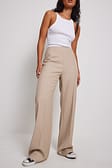 Beige Pantalon de costume ajusté en matière recyclée