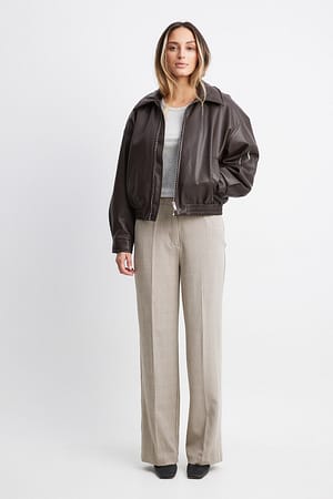 Brown/Grey Pantalon de costume ajusté à jambe large recyclé