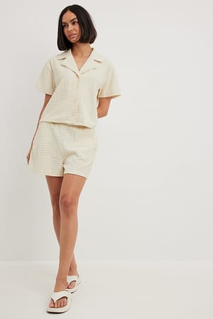Offwhite Short taille haute en tissu éponge