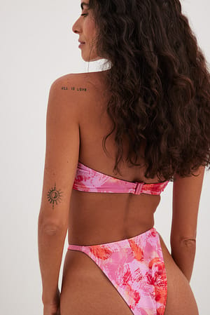 Pink Print Culotte de bikini à fines lanières