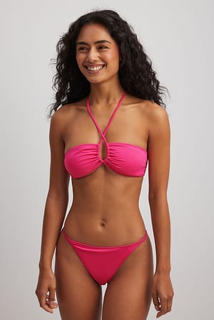Bright Pink Culotte de bikini à fines lanières