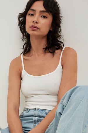 Offwhite Débardeur court basique à fines bretelles