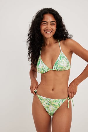 Green Print Bas de bikini noué