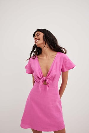 Pink Robe chemise nouée sur le devant
