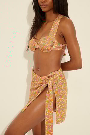 Coral Flower Print Jupe courte style sarong